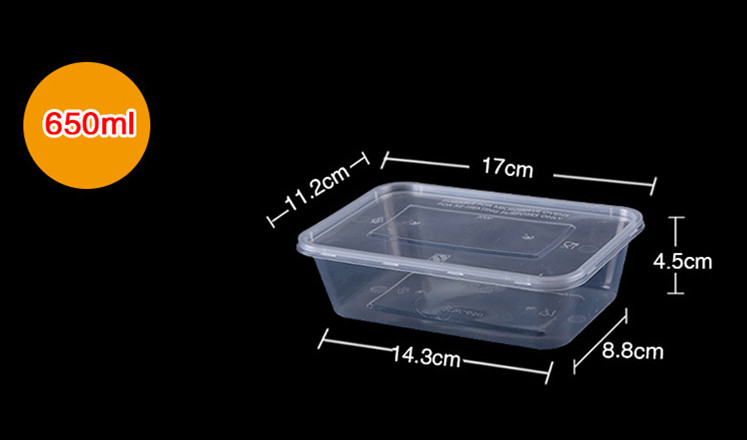 650ML TAKEOUT  RECTANGULAR FOOD CONTAINER WITH LID