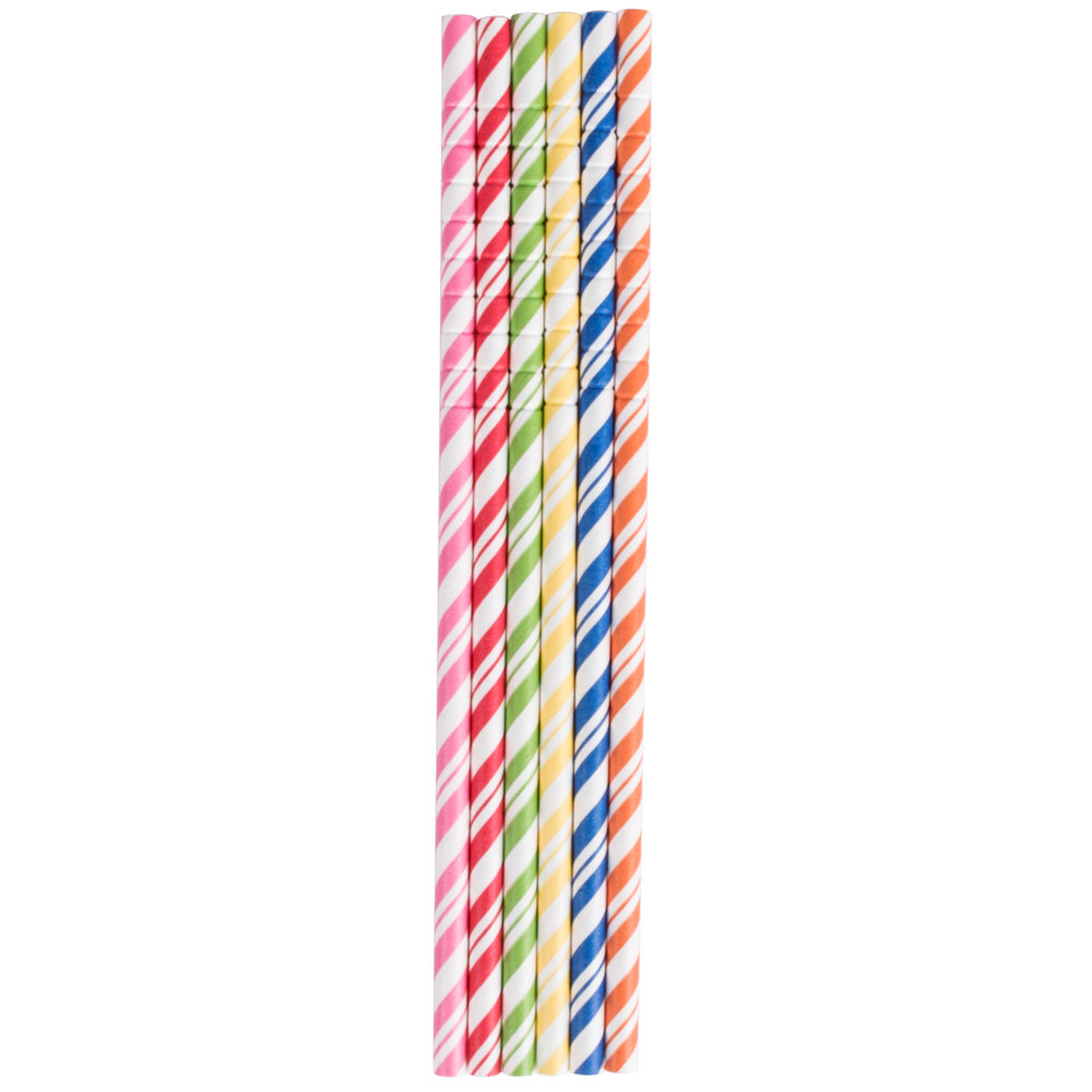 EaMaSy Party  0.25''X7.75''  Jumbo Flexible Assorted Paper Straws