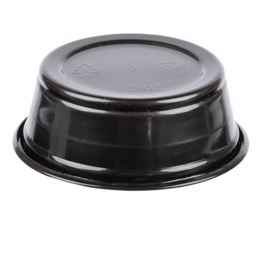 EaMaSy Party  1.5 oz.   Black Plastic Souffle Cup /Portion Cup