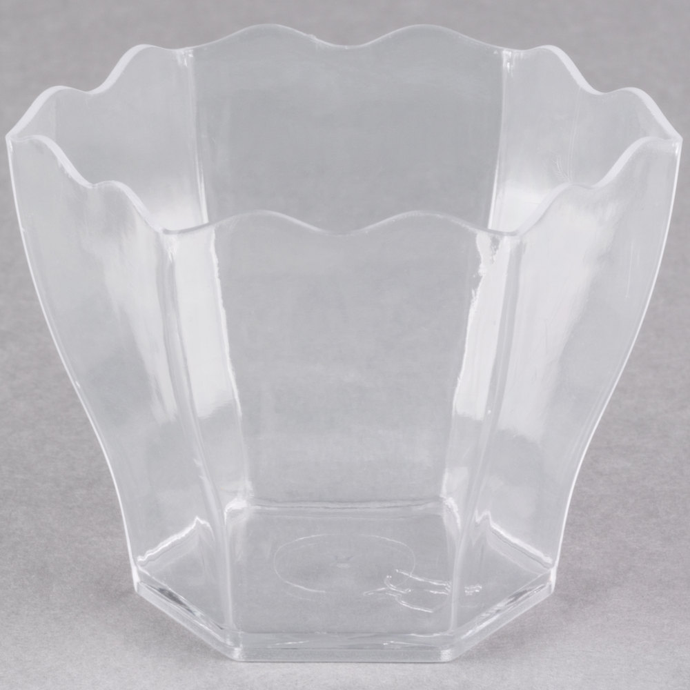 EaMaSy Party 1.75 oz. Clear Plastic Tiny Hexagon Cube Bowl