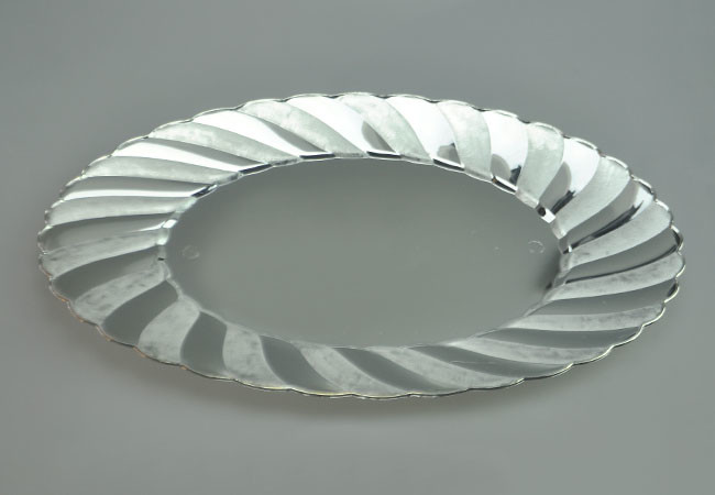 EaMaSy Party  11X16" OVAL SILVER PLASTIC DINNER PLATE