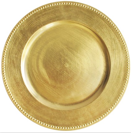 EaMaSy Party 13 '' Gold Round  Beaded Melamine Charger Plate