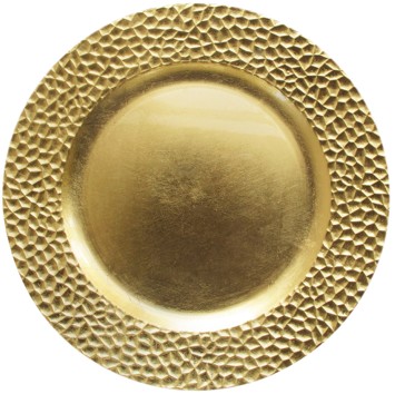 EaMaSy Party 13" Round Gold Hammered Polypropylene Charger Plate