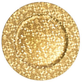 EaMaSy Party 13" Round Gold Mosaic Polypropylene Charger Plate