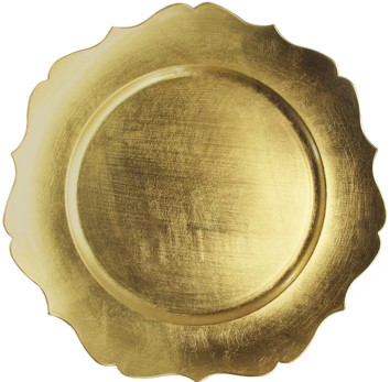 EaMaSy Party 13" Round Gold Scalloped Edge Polypropylene Charger Plate