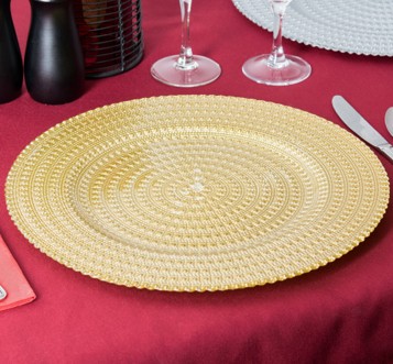 EaMaSy Party 13" Round Gold Tripoli Glass Charger Plate
