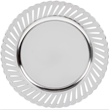 EaMaSy Party 13" Round Silver Track Polypropylene Charger Plate