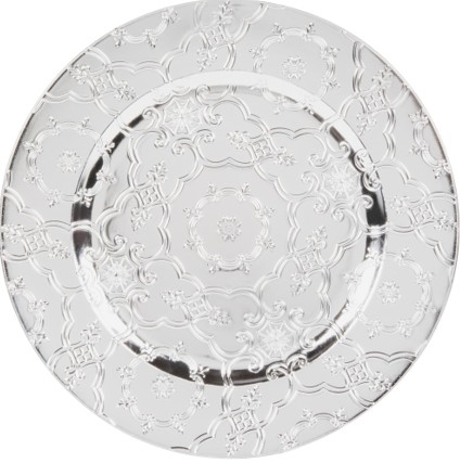 EaMaSy Party 13" Round Silver Vintage Polypropylene Charger Plate