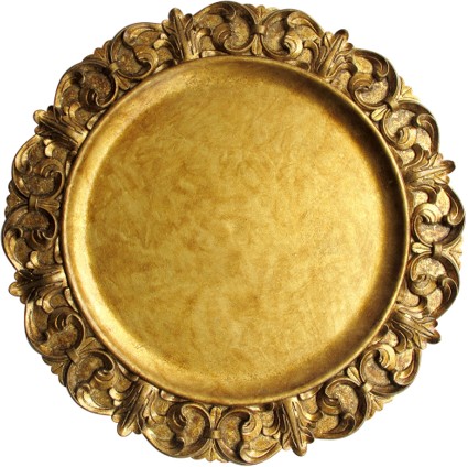EaMaSy Party 14" Round Emboss Gold Polypropylene Charger Plate