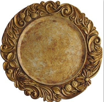 EaMaSy Party 14" Round Gold Aristocrat Polypropylene Charger Plate
