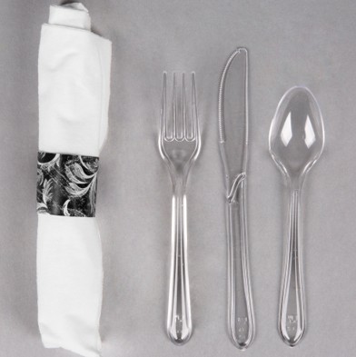 EaMaSy  Party   17" x 17" Pre-Rolled Linen-Like  Napkin and  Heavy Weight Plastic Cutlery Set