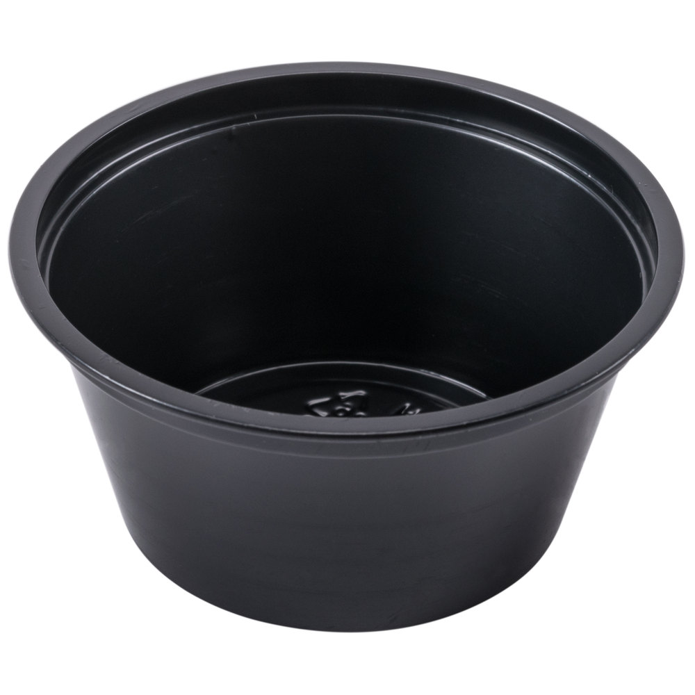 EaMaSy Party  2 oz.   Black Plastic Souffle Cup /Portion Cup