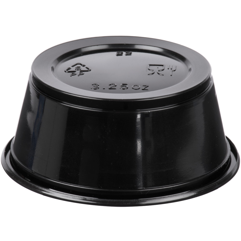 EaMaSy Party  3.25 oz.   Black Plastic Souffle Cup /Portion Cup with Lid
