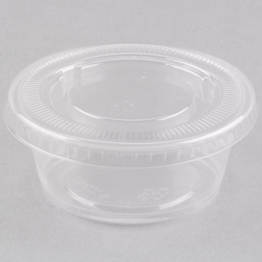 EaMaSy Party  3.25 oz.Clear  Plastic Souffle Cup / Portion Cup with LId