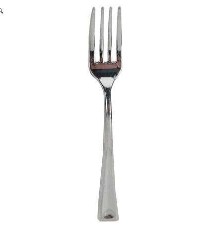 Eamasy Party 3 7/8"Polished Silver Mini Plastic Forks