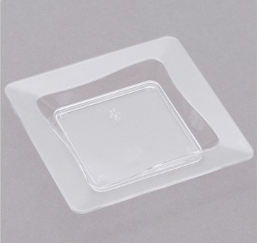 EaMaSy Party 3" x 3" Tiny Trays Disposable Clear Plastic Tray