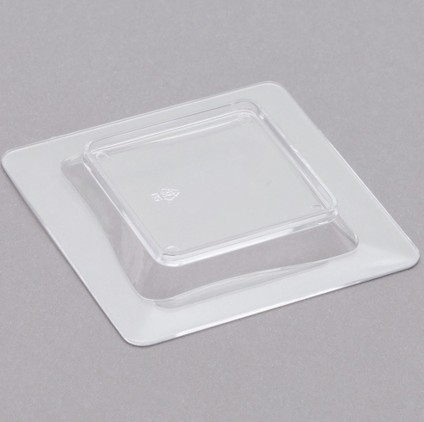 EaMaSy Party 3" x 3" Tiny Trays Disposable Clear Plastic Tray