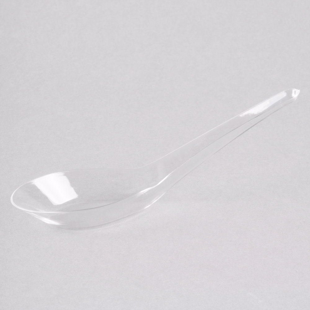 EaMaSy Party  5 1/2" Clear Plastic Asian Soup Spoon