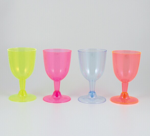 EaMaSy Party 5 oz. Clear Colorful  Plastic 2 Piece Wine Glass