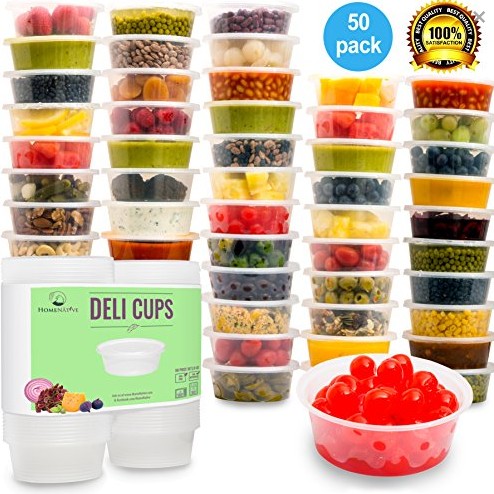 EaMaSy Party 50PCS Microwavable Translucent Plastic Deli Container With LID