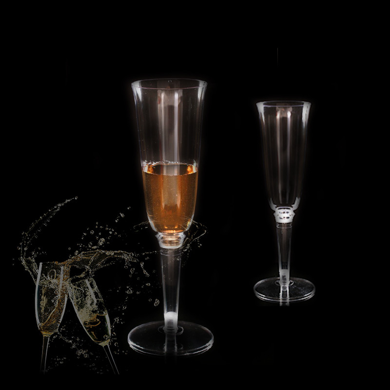 EaMaSy Party 6 oz. Clear Plastic 3 Piece-PART Champagne Glass