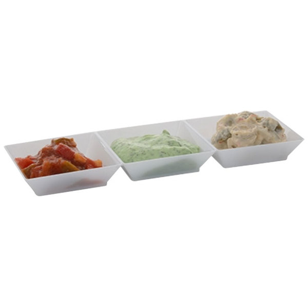 EaMaSy Party 7 1/2" x 2 1/4" Clear Plastic Sectional Tiny Tray