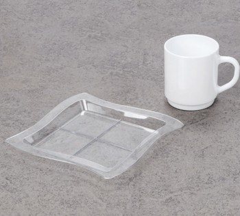 EaMaSy Party 7 1/4" x 7 1/4" Clear Disposable Plastic Tray