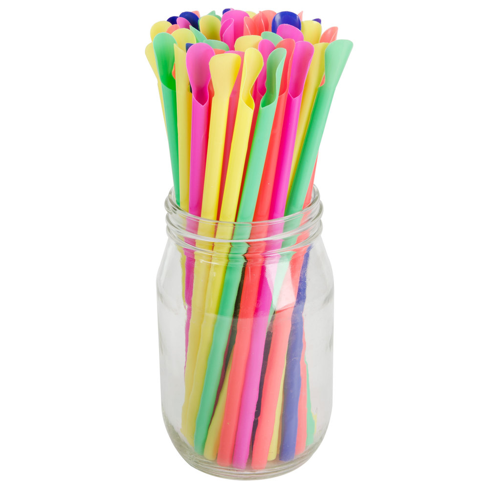 EaMaSy Party Jumbo  0.25X10'' Super Jumbo Boldly-Colored  Spoon Straw