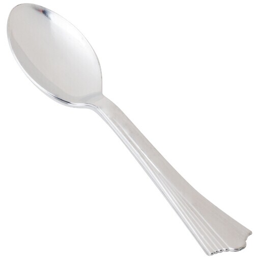 EaMaSy Party Silver Visions 6 1/4" Heavy Weight Silver Plastic Spoon