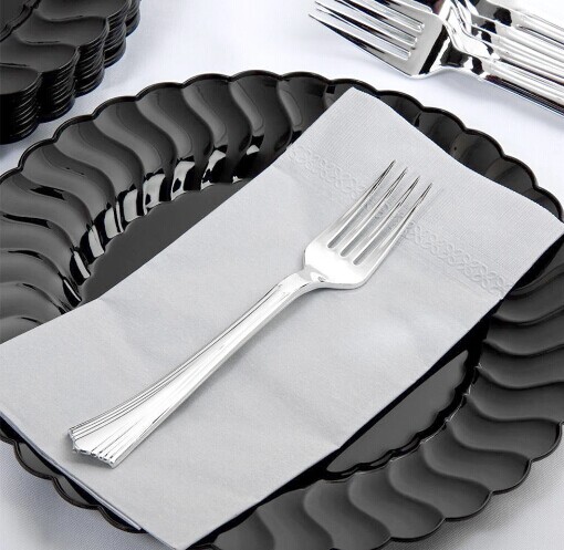 EaMaSy Party Silver Visions 7" Heavy Weight Silver Plastic Fork