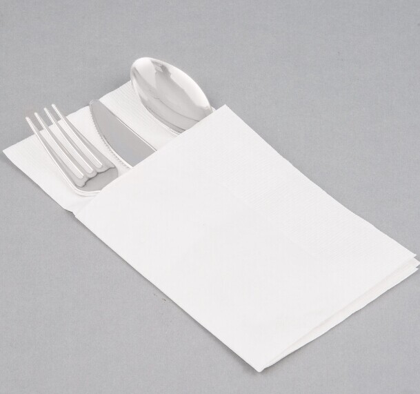 EaMaSy Party Visions Silver Heavy Weight Plastic Cutlery Set with White Pocket Fold Napkin