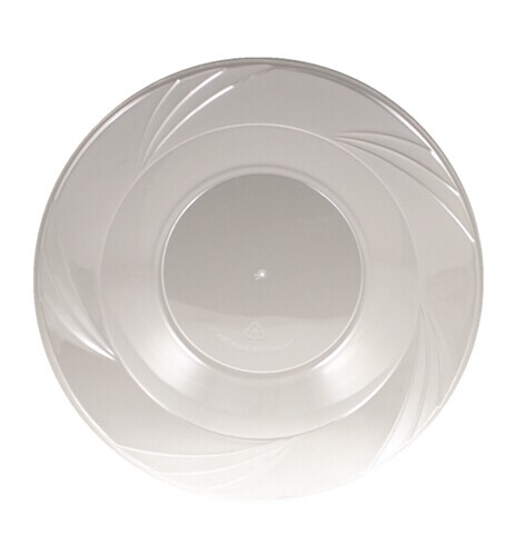 EASY PARTY 12OZ  Upscale Plastic Clear Salad Bowl Accented With a Swirled Fan Pattern