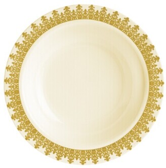 EASY PARTY  5 Oz. Ornament Ivory With Gold Design Soup Bowl