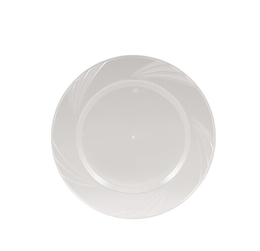 EASY PARTY 6.25'  Upscale Plastic Clear Dessert Plates Accented With a Swirled Fan Pattern