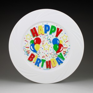 EASY PARTY 9'  Upscale Plastic Clear Dinner Plates Accented With a Swirled Fan Pattern