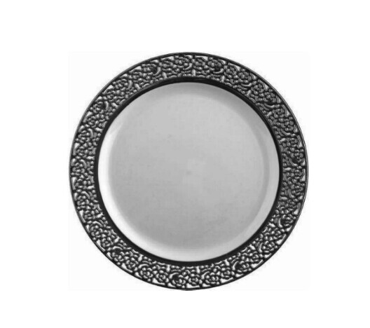 Easy Party Decor China-Like Inspiration 7.25" White-Silver Plastic Plates