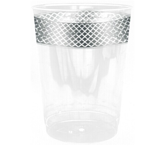Easy Party Decor Crystal 10 oz Silver Plastic Tumblers