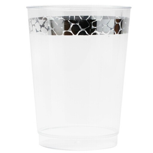 Easy Party Decor Hammered 10 oz Silver Plastic Tumblers