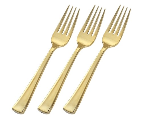 Gold Secrets Polished Gold Plastic Forks