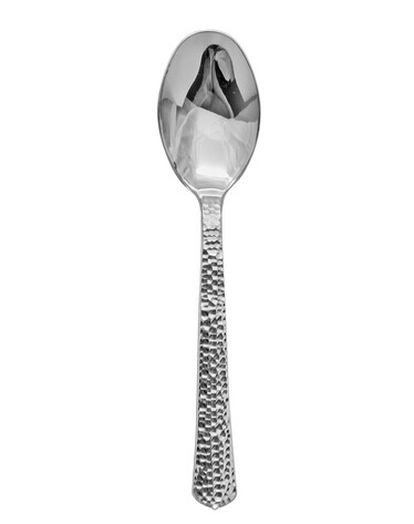 Hammered Effect Polished Silver Plastic Soupspoons