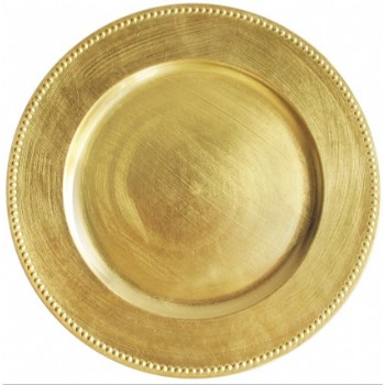 EaMaSy Party 13 '' Gold Round  Beaded Melamine Charger Plate