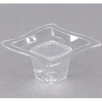 EaMaSY Party   2.75x 2.75'' Tiny Tiers 2-Piece Plastic Tray with 1 oz. Stem