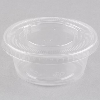 EaMaSy Party  3.25 oz.Clear  Plastic Souffle Cup / Portion Cup with LId