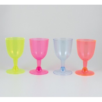 EaMaSy Party 5 oz. Clear Colorful  Plastic 2 Piece Wine Glass