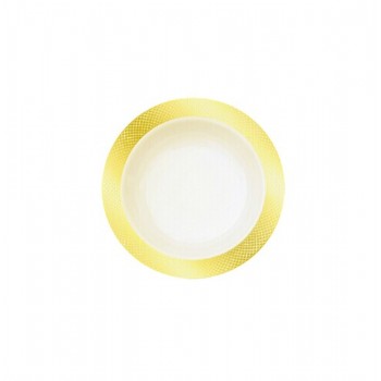 EAMASY PARTY  Decor China-Like Crystal 5 oz. White-Gold Plastic Soup Bowls