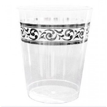 Easy Party 10 Oz. Premium Plastic Tumblers With Silver Trim