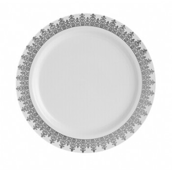 EASY PARTY  5 Oz. Ornament White With Silver Trim Plastic Soup Bowls