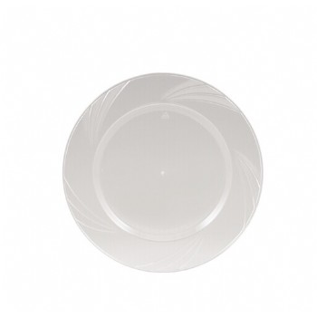 EASY PARTY 6.25'  Upscale Plastic Clear Dessert Plates Accented With a Swirled Fan Pattern