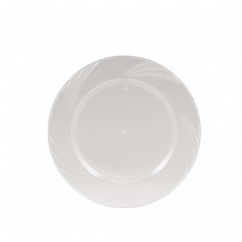 EASY PARTY 6.25'  Upscale Plastic Clear Dessert Plates Accented With a Swirled Fan Pattern