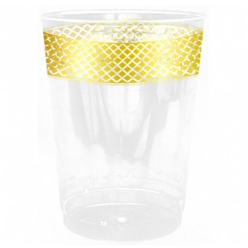 Easy Party Decor Crystal 10 oz Gold Plastic Tumblers